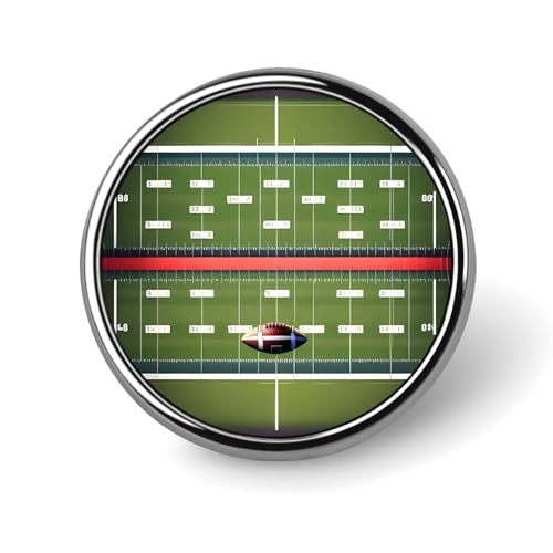 Stylish American Football Field And Ball Printed Round Brooch: Lightweight, Durable, Stylish Wedding Accessory Ideal for Valentine's Day And Women's Day