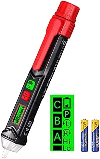 Neoteck Non-Contact AC Voltage Tester Pen with Adjustable Sensitivity 12V-1000V/48V-1000V, LCD Display, Buzzer Alarm, LED Flashlight, Live/Null Wire Judgment - Black