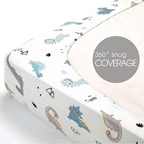 Grssder PNP1 Stretchy Ultra Soft Jersey Knit Fitted Pack N Play Sheets Set 2 Pack thumb #6