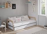 10 días laborables KITKAY Cama Nido Clara de DM Lacado Blanco/Madera de Pino con Cajón Grande