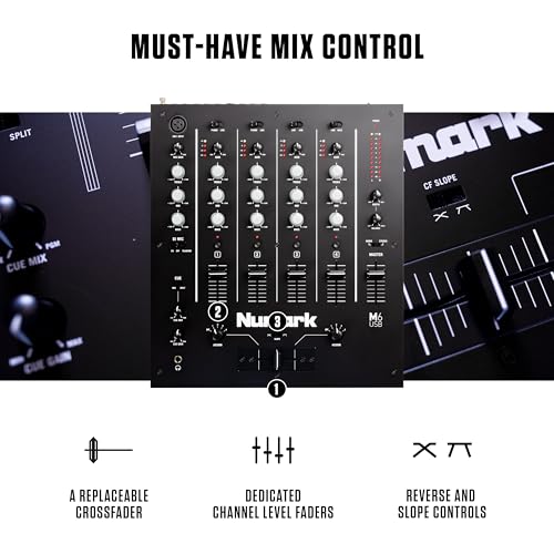 Image of Numark M6 USB | 4-Channel Dj Mixer With On Board Interface With On-Board Audio Interface, 3-Band EQ, Club-Ready Inputs, Microphone Input And Replaceable Crossfader With Slope Control Black