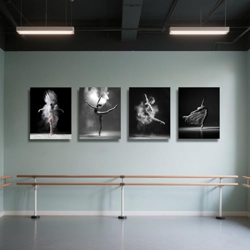 Image of NCYEL 4Pcs Black and White Ballet Wall Art Girl Dancing Canvas Prints Elegant Dance Wall Decor Poster Modern Gallery Style Prints Living Room Bedroom Pictures 8x10 Inch Unframed