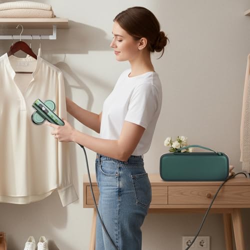 Image of Steamer Case Compatible with Jack & Rose /for FEPPO /for Nesugar /for Kssvzz Portable Steamers, Handheld Iron Carrying Storage Bag Organizer with Mesh Pocket for Accessories-Green