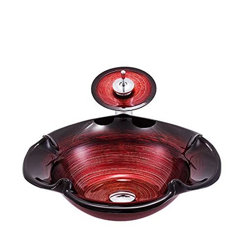 Vasque sur le dessus en verre trempé rouge, un chef-d'œuvre de design floral