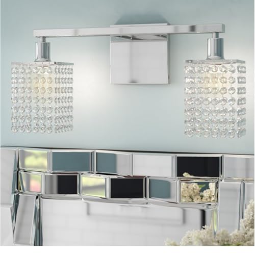 Aplique de pared retro E12 de cristal plateado con 1 cabezal para espejo de baño 7