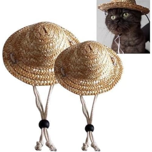 Pet Hat - Summer Sun Protection Hat, Adjustable Hawaii Garden Sun Bucket Cap, Dog Bucket Hat, Beach Hat for Puppy Small Dogs Cats, Pet Supplies, Pet Straw Hat
