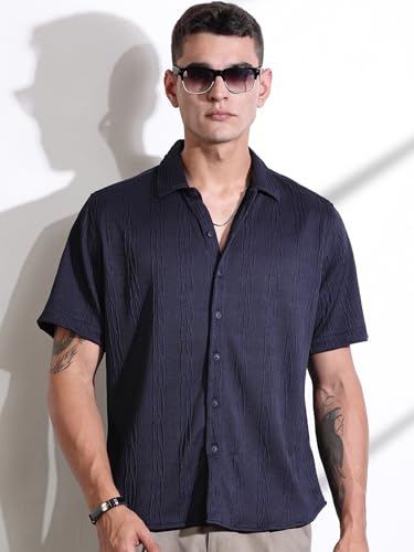 Image of Thomas Scott Men Polyester Blend Solid Oversized Fit Shirt