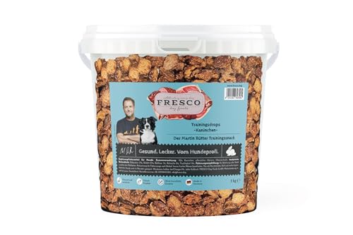 Fresco Drops de Entrenamiento Conejo | 1 kg | Snack Natural monoproteico de Carne Pura de Conejo en Forma de Drops | Sin aditivos Artificiales | Receta sin Cereales | En Cubo