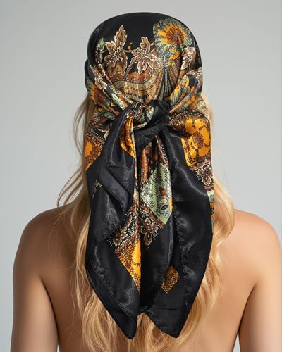 AWAYTR Women's Satin Head Scarf with Sun Visor Brim Hat Scarf with Visor Cap for Women One Piece Design2