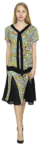 Marycrafts Women't Drop Waist 1920s Lined Floral Godet Dress