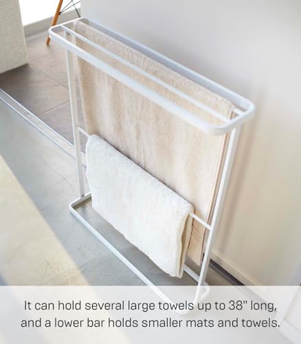 Image of Yamazaki Home Bath Towel Hanger - Bathroom Organizer Storage Holder Dry Rack Steel One Size White