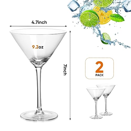 image for VENVENWEAVS Martini Glasses Set of 2,Hand-blown 9.2OZ Crystal Cocktail