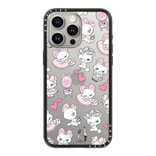 CASETiFY �R���p�N�g iPhone 15 Pro Max �P�[�X [���^�y��/�ϏՌ�/�ČRMIL�K�i] - Kittens - �N���A �u���b�N