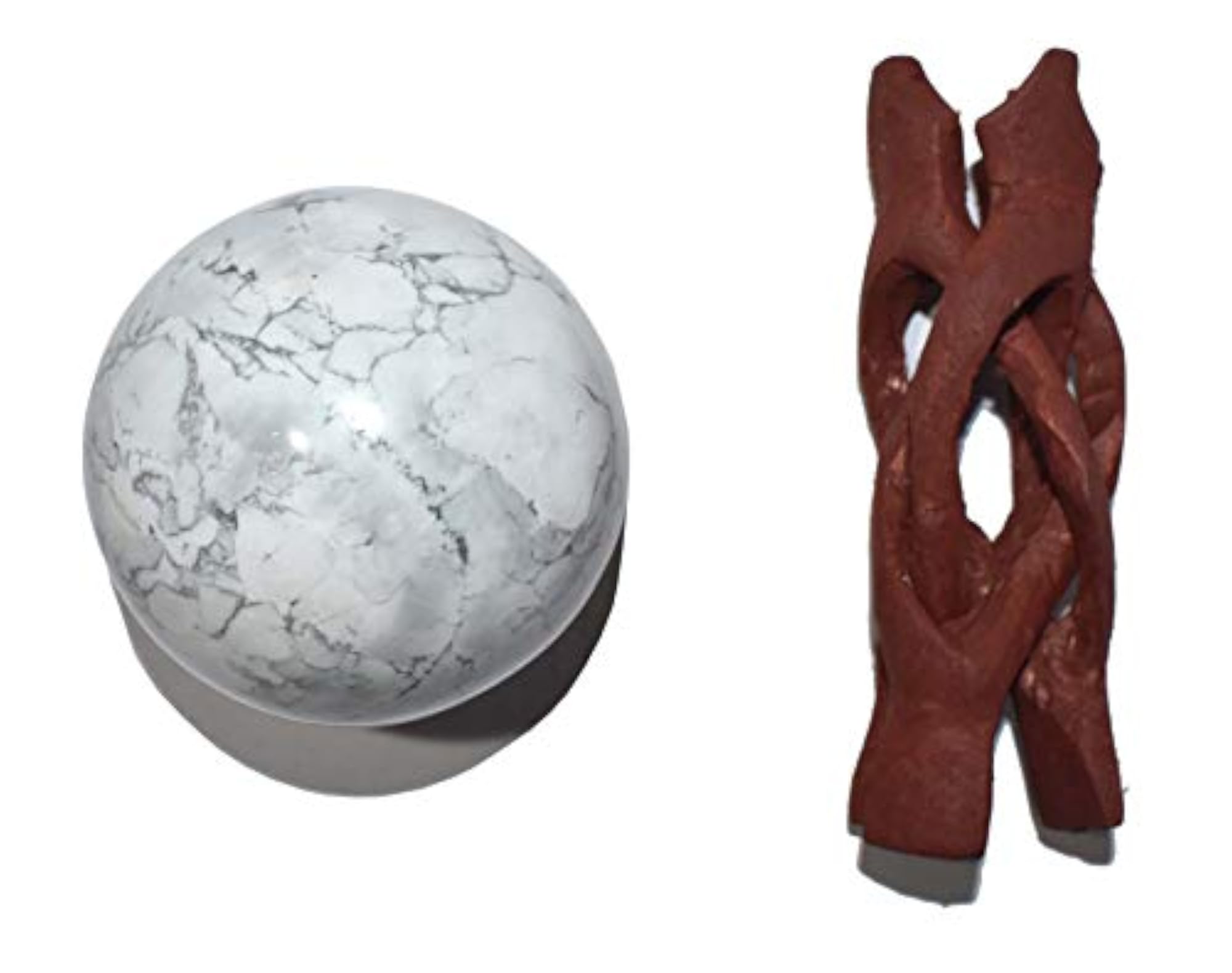 Howlite Crystal Ball Sphere with Wooden Stand, Healing