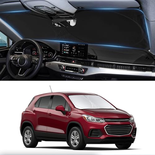 Sunshade for Trax Windshield Sun Shade for 2013-2023 2024 2025 Chevy Chevrolet Trax LS/1RS/LT/2RS/ACTIV SUV Accessories, Front Window Foldable 2 Layers Sun Visor Protector Cover Block UV Rays Heat