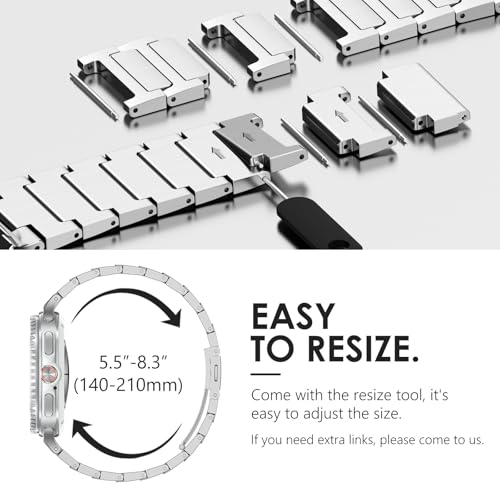 NewWays Grade 2 Titanium Link Bracelet for Samsung Galaxy Watch8/ 8 Classic Band for Men, Silver by NewWays - Image 6