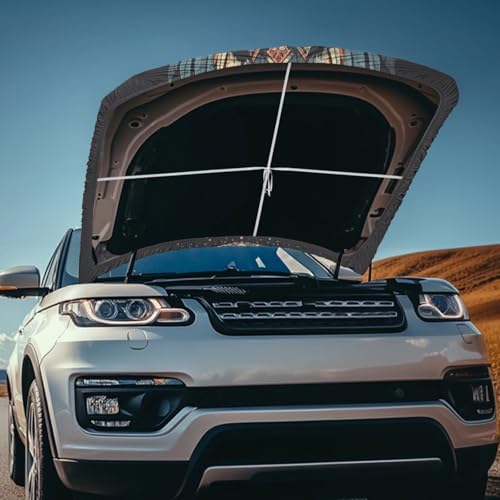 Image of Cartoon Eagle Hood Cover Elastic Fabric, Bald Eagle Polka Dot Car Cover Suitable for Most Vehicles Sedans Trucks SUVs, Cute Animal Car Decorate Accessories