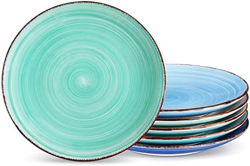 vancasso Bonita talerze sałatkowe, zestaw małych talerzy obiadowych 21,5 cm, ceramiczny talerz deserowy, zestaw 6 sztuk, nadaje się do kuchenki mikrofalowej, piekarnika i zmywarki, różne kolory
