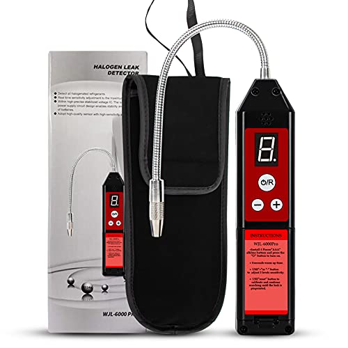 Refrigerant Leak Detector HVAC, Aprvtio WJL-6000Pro Freon Leak Detector Freon Sniff Halogen Gas Leak Detector, Higher Sensitivity(up to 0.14oz/yr) R22 R410A R134A R1234YF CFCs HCFCs HFCs