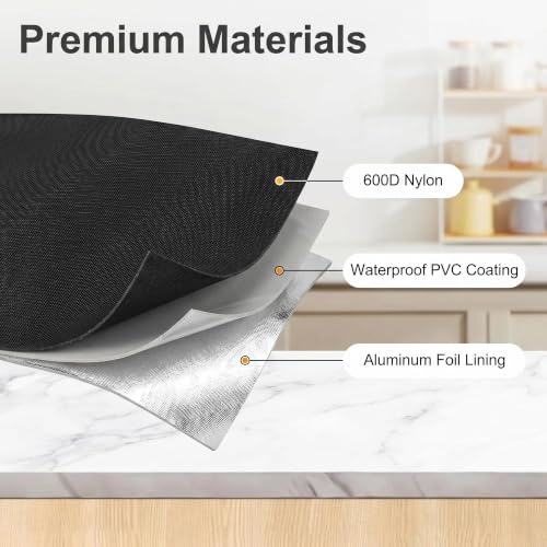 Image of Heavy Duty Convection Oven Cover for Breville BOV900BSS Smart Oven Air Fryer Pro,16.54 inchDx21.46 inchWx12.4 inchH, 600D Heat-Resistant Nylon w /Aluminum Foil, Waterproof Dustproof toaster oven Protector