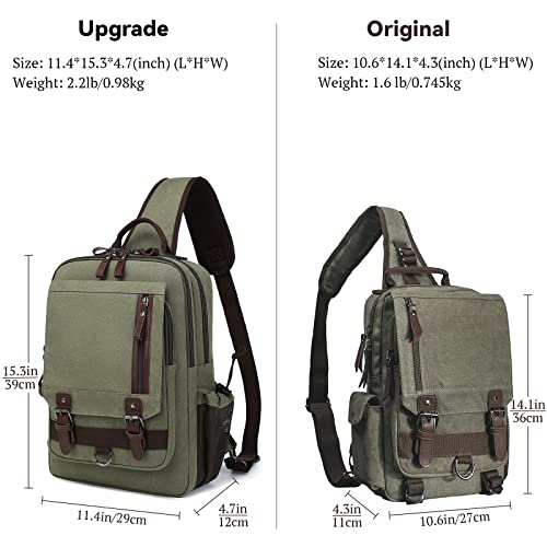 Image of mygreen Canvas Cross Body Messenger Bag Shoulder Sling Backpack Travel Rucksack