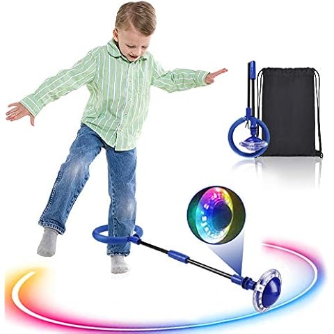 Kqpoinw Kinder Blinkender Springring, Knöchelsprungball Glühender Springender Ball Blinkender Sprungball Fettverbrennungsspiel für Kinder und Erwachsene (Blau) Cover