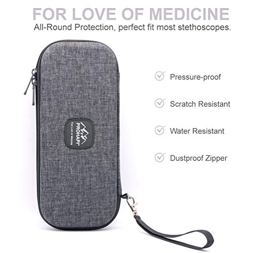 Image of PROHAPI Hard Stethoscope Case, Large Stethoscope Carrying Case with ID Slot, Compatible with 3M Littmann /ADC /Omron /MDF Stethoscope Includes Mesh Pocket for Nurse Accessories (Volcanic Grey)