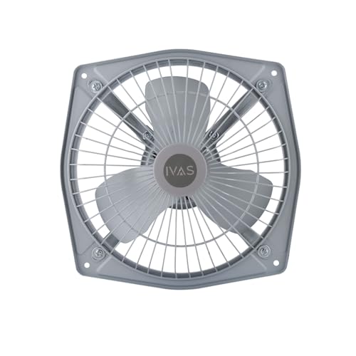 Image of IVAS SuperVent HS 225mm Metal Exhaust Fan, High Speed 2200 RPM, AD 600 CMH, 100% Copper Winding, Strong Suction, Anti Rust, Easy Installation, For Kitchen & Bathroom, 2 years Warranty, Grey, Pack of 1