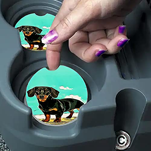 Posavasos para auto de piedra natural Dachshund set 2 miniatura 2
