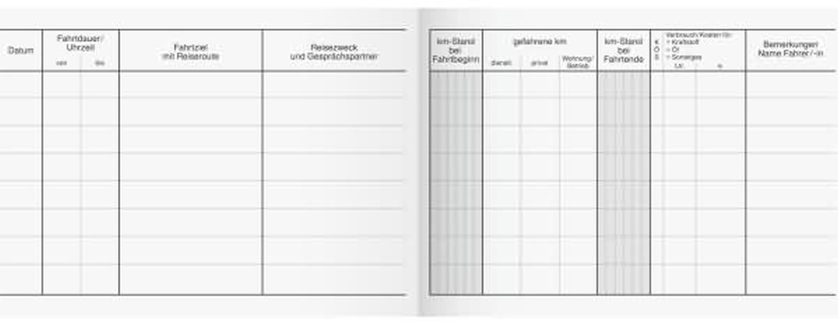 K + E 10 x Formularbuch Fahrtenbuch A6 quer PKW VE=40 Blatt