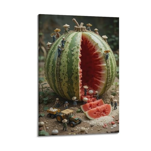 Poster géant pastèque encadré 30x45cm pour illuminer un mur sombre
