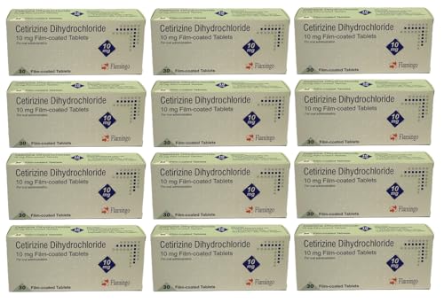 12 Packs Cetirizine Dihydrochloride 10mg Film-Coated Tablets One a Day Hay Fever and Allergy Relief