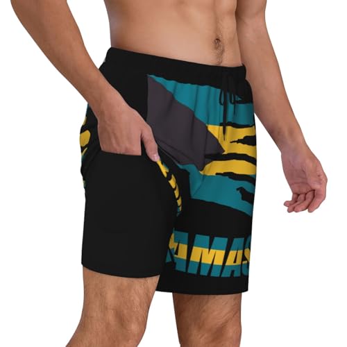Haiti Flag Mens Swim Trunks with Compression Liner 2 in 1 Quick Dry Bathing Suit Beach Shorts Swimwear2