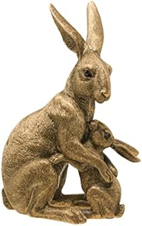 Large Mother & Baby Hare Figurine Approximately 25cm Tall From The Bronze Reflections Range of Ornaments