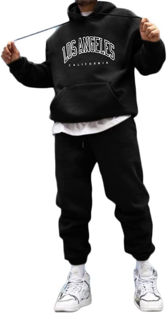 Jogginganzug Herren – Los Angeles Druck Hoodie & Jogginghose Set, Sportlich & Bequem