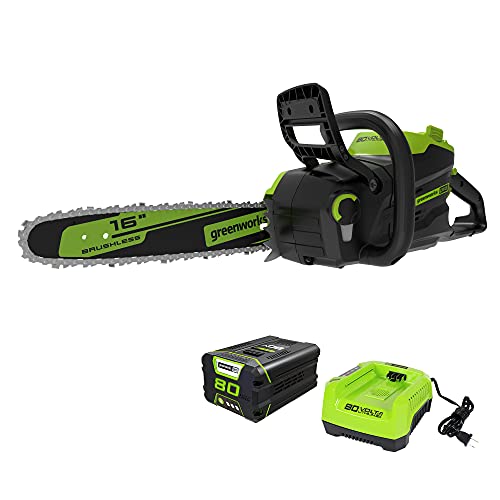 Greenworks 80V 16" Brushless Cordless Chainsaw (Great For Tree Felling, Limbing, Pruning, and Firewood / 75+ Compatible Tools), 2.5Ah Battery and Charger Included by Greenworks - Used condition - US$277.00
