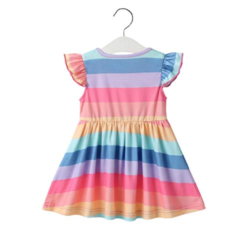 NUOBESTY Vestido infantil sem mangas com listras de arco-íris 120 cm