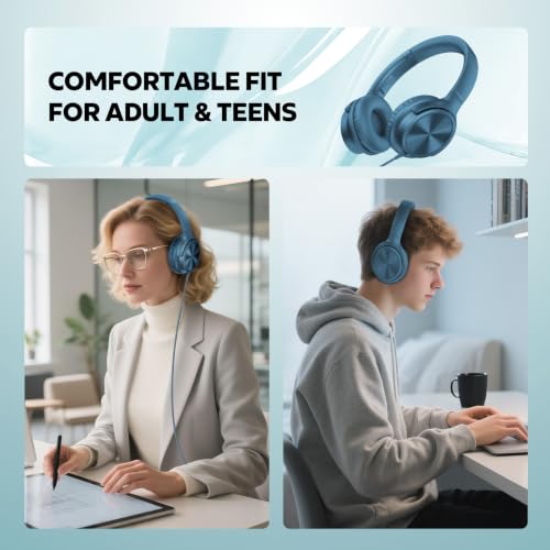 Cowyawn USB C Headphones Wired, Over Ear USB C Wired Headphones with Microphone, Volume Control, HD Stereo Sound, Foldable USB Type C Headphone for Adult/Teens/Laptop/Computer/iPhone 15/16/17, Blue by Cowyawn - Used condition - Image 4