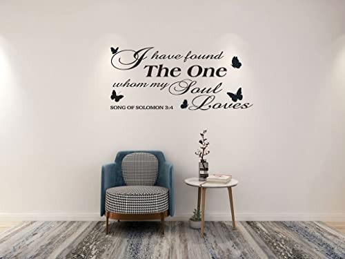 Inspirational Quotes Butterfly Flying Decor Wall Decals, I Have Found The One Whom My Soul Loves Wall Stickers For Marriage Couple, Bible Verse Wallpaper Vinyl Mural For Home Family #TOP1