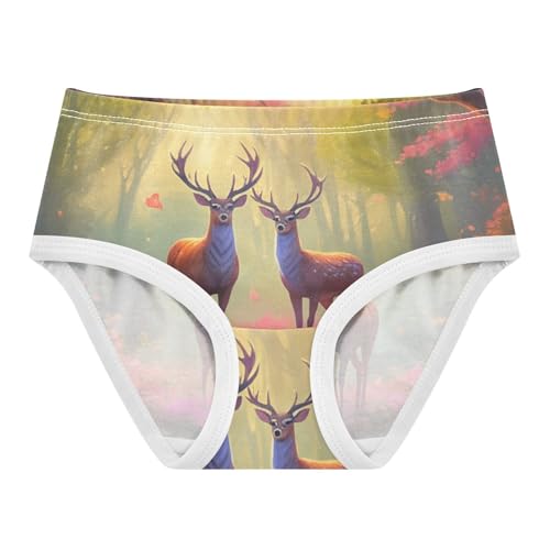 Fantasy Deer Forest Blooming Toddler Girls Underwear 2t Cotton Panties Little Girl Personalized Briefs Girls Undies