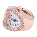 FunnyDay Copper Tone Heart Shape Housing Elastic Band Finger Ring Watch For Women