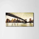 Artopweb EarthArt Plain - Cuadro fino de 50 x 100 cm, mate, antirreflejos, ligero, listo para colgar, decoración del hogar, arte de diseño italiano ecológico – Brooklyn Bridge Jade de Art Studio