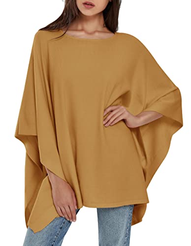PULI Women's Pullover Poncho Sweater Oversized Loose Fit Soft Shawl