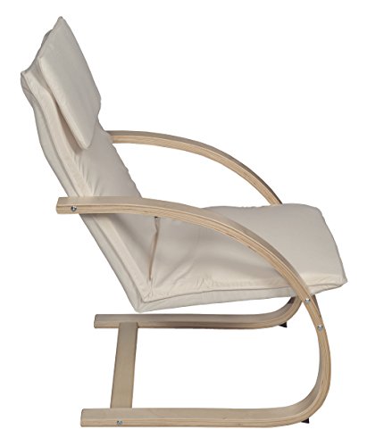 Niche Mia Bentwood Reclining Lounge Chair, 26.5"Wx28"Lx39.5"H, Natural/Beige #TOP1