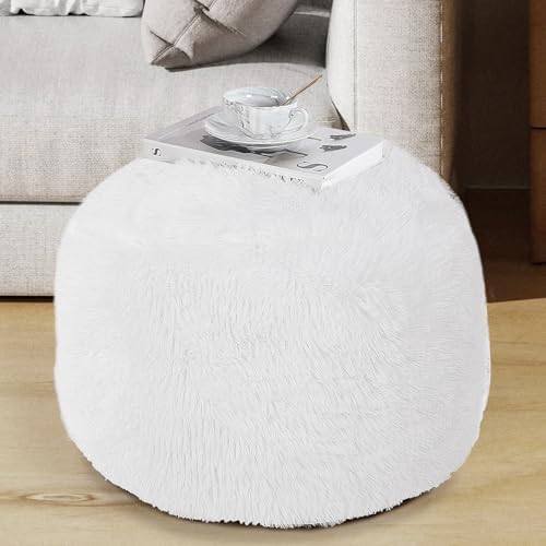 HOMBYS Round Pouf Ottoman Stuffed,Faux Fur Pouf Ottoman
