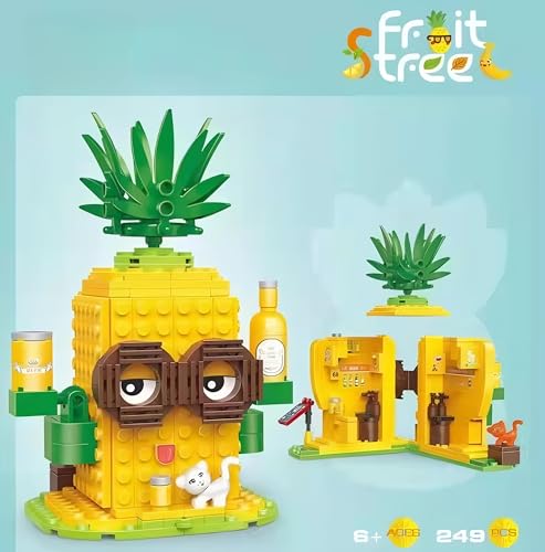 Image of Pineapple Refreshing Store Building Blocks Set - 249 PCS STEM Construction Toy for Kids 6+ | Creative DIY Fruit Shop Model | Educational Gift for Girls & Boys | Easy-to-Build Block Set