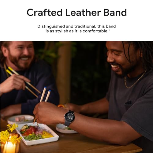 Image of Google Pixel Watch Crafted Leather Band - Obsidian - Large