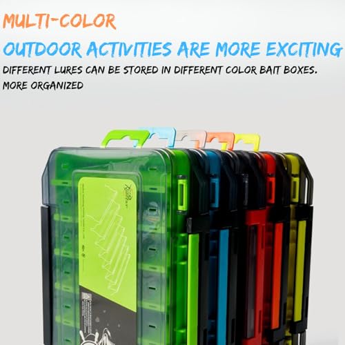 Caja de almacenamiento para aparejos de pesca de doble cara impermeable - Organizadora grande negra para cebos, ganchos y accesorios, portátil y transparente miniatura 3