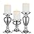 Sziqiqi Metallic Pillar Candleholder Set for Candle Centerpieces, Table Mantel Fireplace Decoration Set of 3 Gourd-Shaped Design Silver