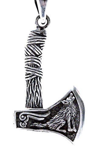 Pendentif hache argent 925 Kiss of Leather accessoire viking pour style rock et motard